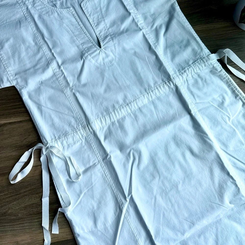 J.Crew White Cotton Tie Waist Shift Dress Short Sleeve XS